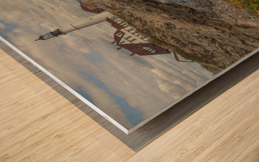 Portland Head light in Autumn Wood print